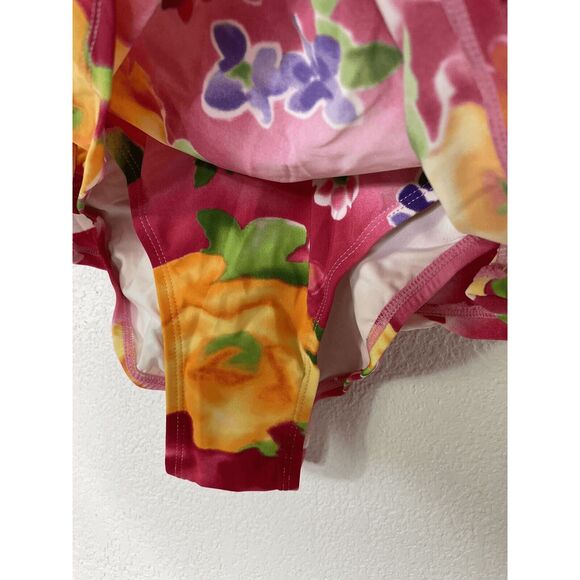 Jantzen Size 8 Floral Swimsuit One Piece Tummy Control Halter Top Gathered New - Picture 4 of 7